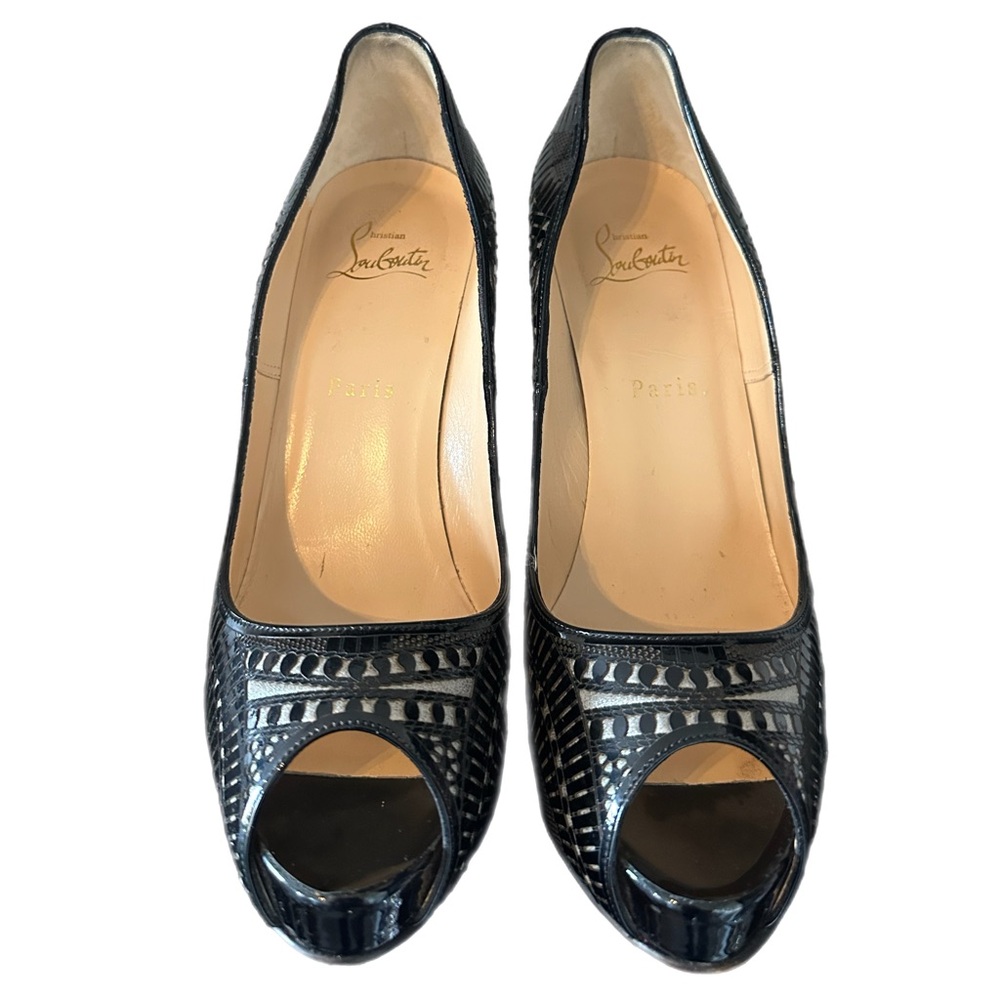 Christian Louboutin Black Peep-Toe Pumps